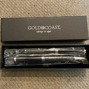 NWT * Gold Coast BLACK & Chrome ANIMAL TEXTURE 2 pen set ~ GIFT BOX